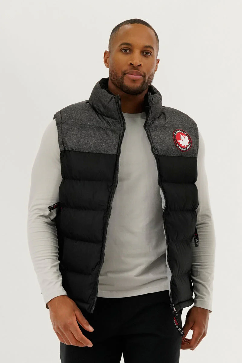 Colour Block Puffer Vest - Black