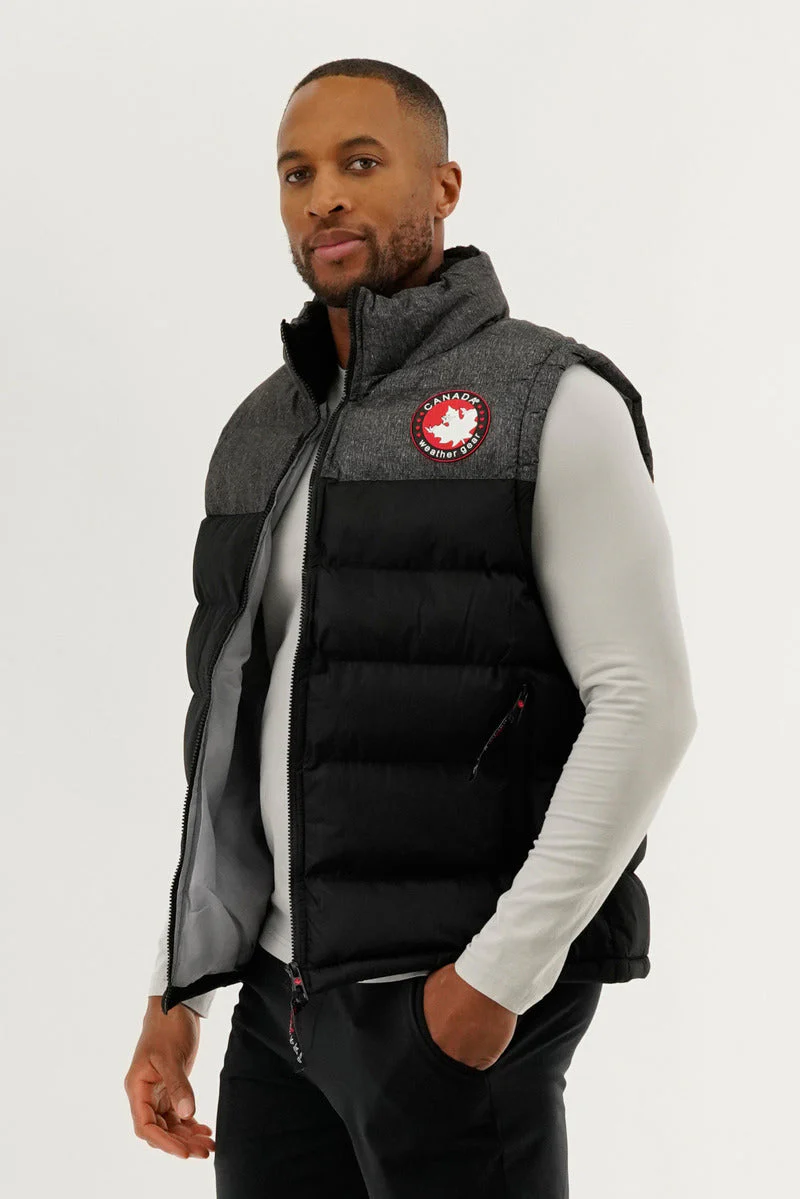 Colour Block Puffer Vest - Black - Image 2