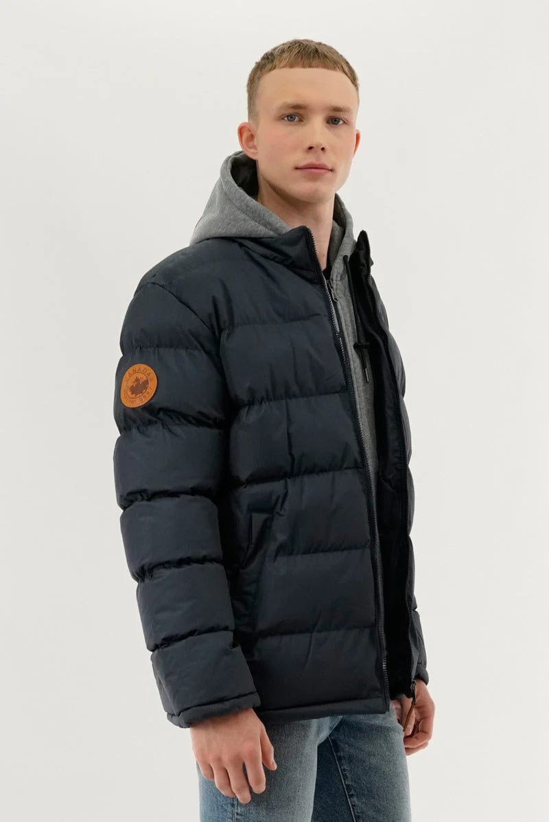 Fleece Quilted Bomber Jacket - Navy - Image 2