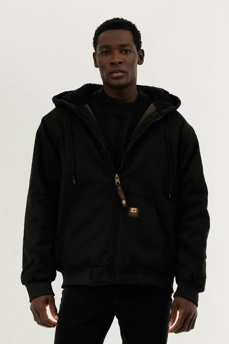 Sherpa Lined Bomber Jacket - Black