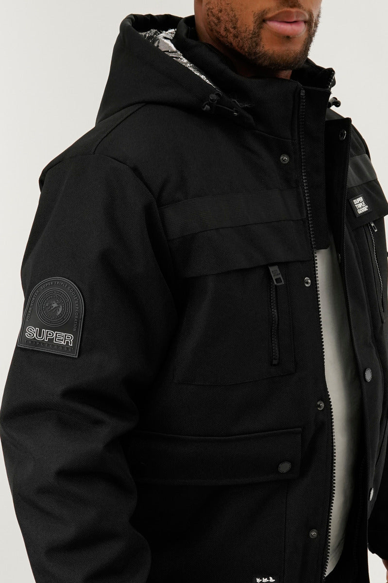Thermal-Foil Lining Bomber Jacket - Black - Image 4