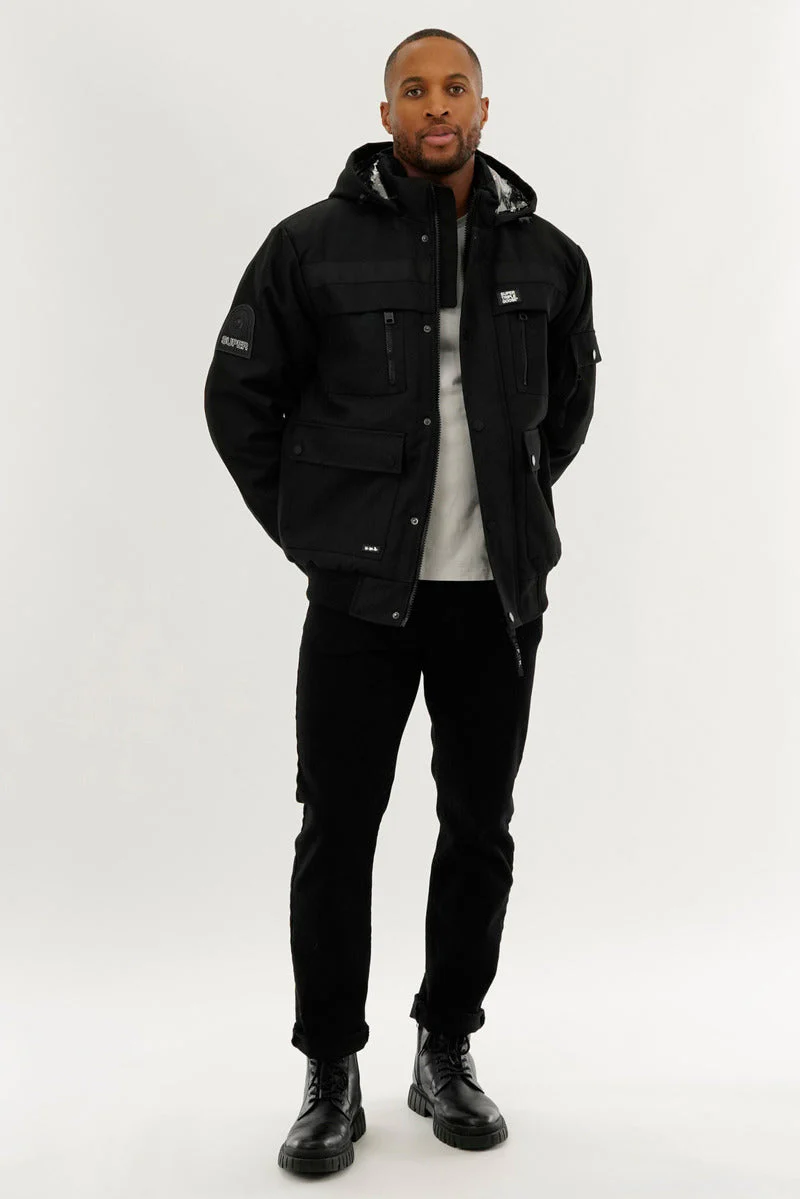 Thermal-Foil Lining Bomber Jacket - Black - Image 5