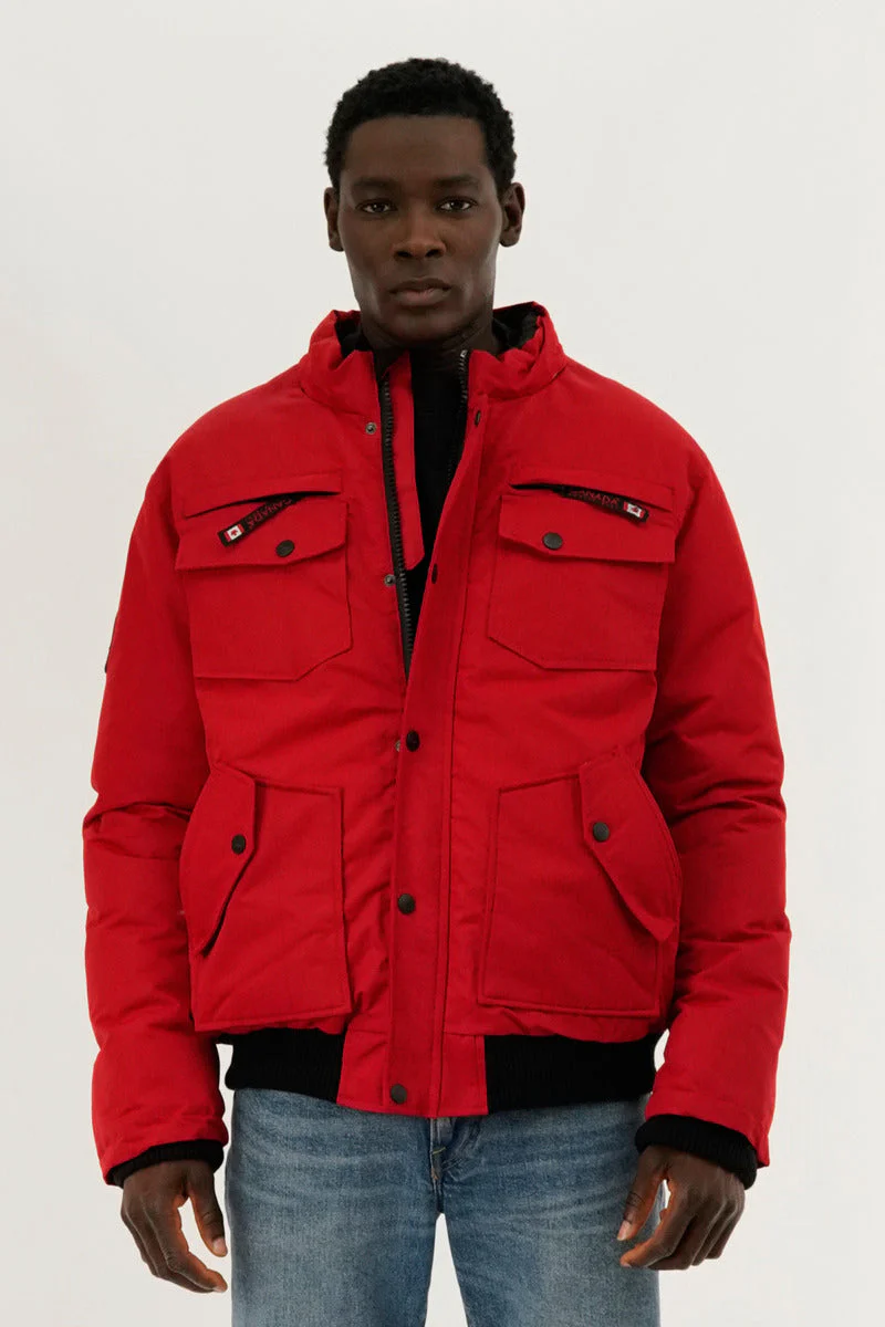 Puffer Bomber Jacket - Red