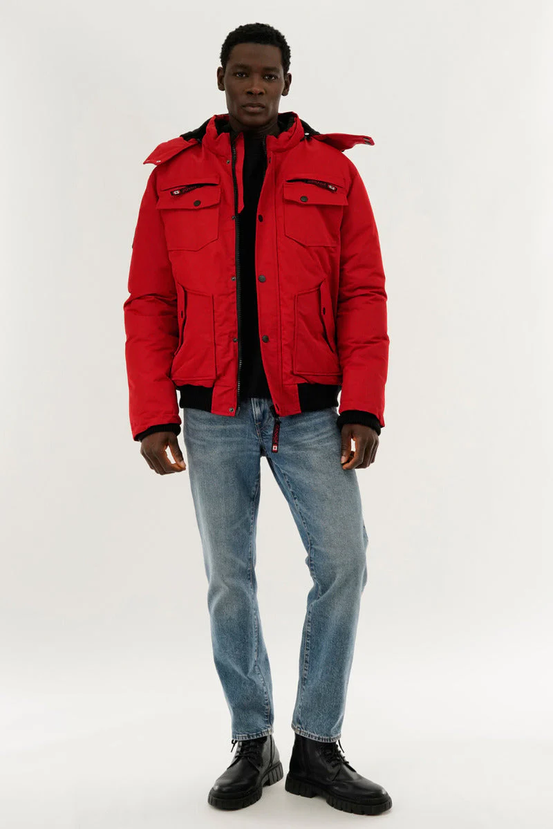 Puffer Bomber Jacket - Red - Image 5