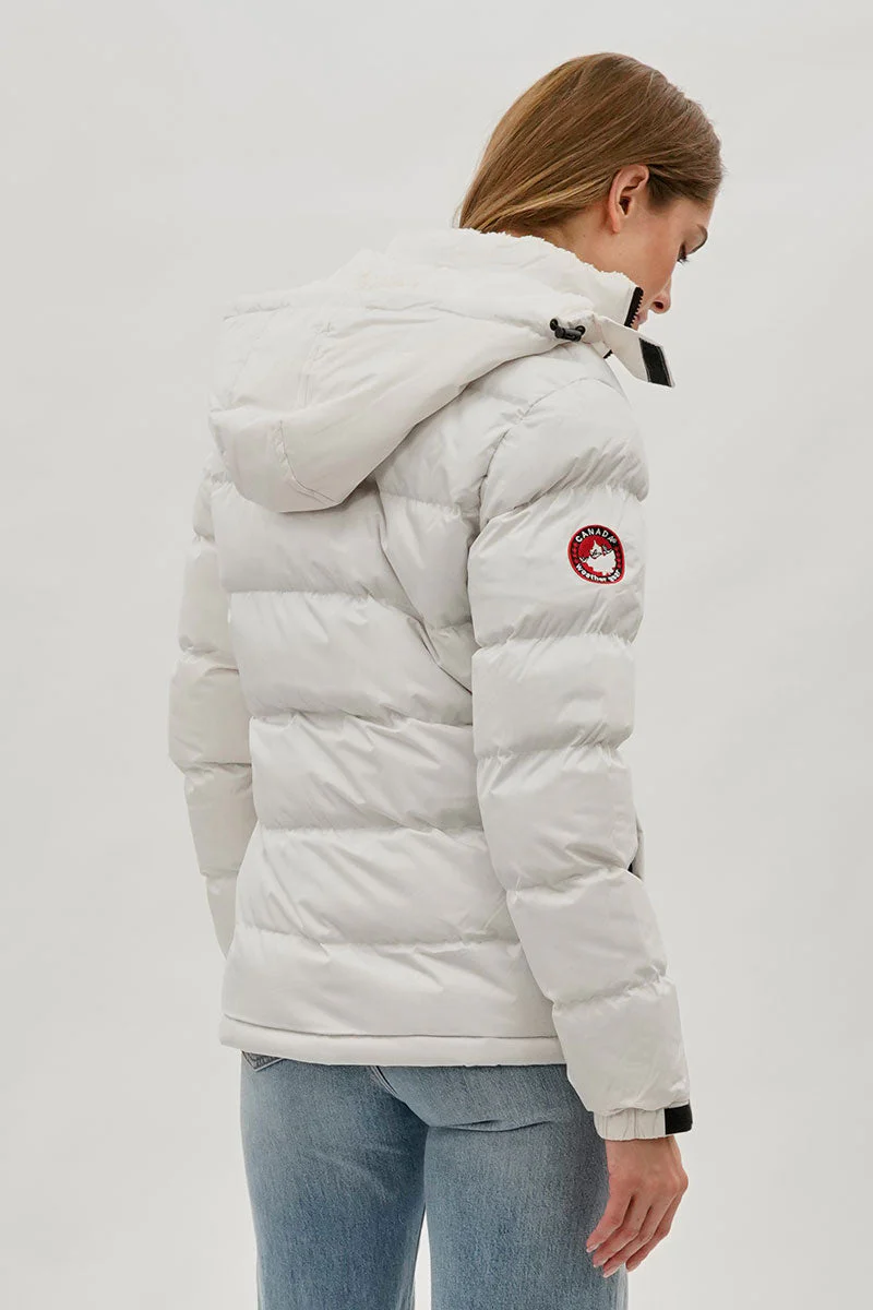 Sherpa Lined Collar Bomber Jacket - White - Image 3