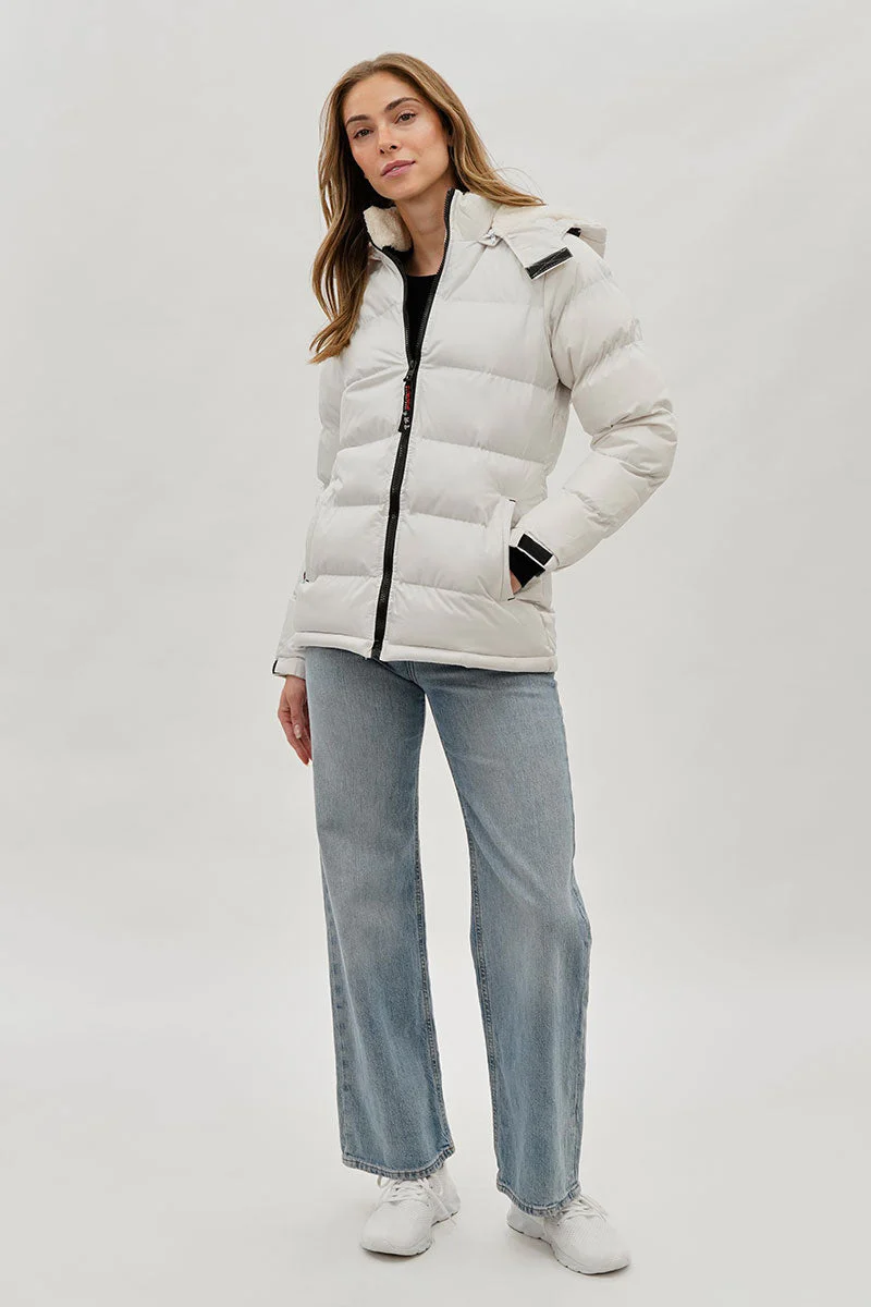 Sherpa Lined Collar Bomber Jacket - White - Image 5
