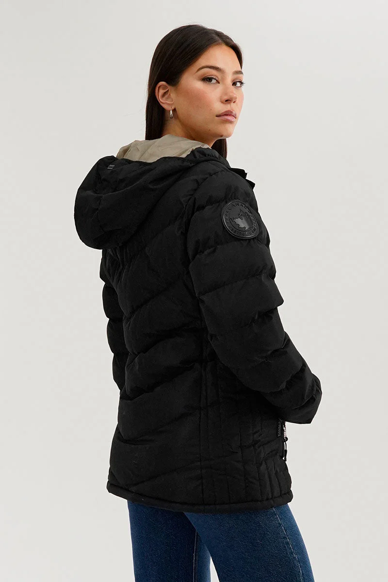 Chevron Quilted Bomber Jacket - Black - Image 3
