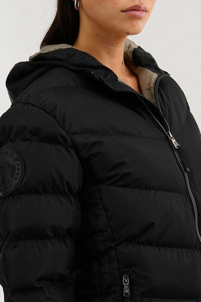Chevron Quilted Bomber Jacket - Black - Image 4