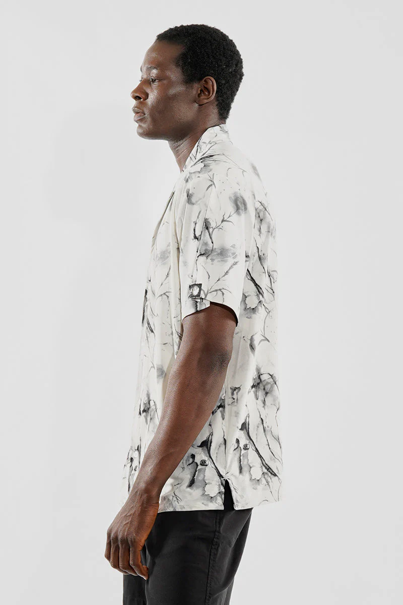 Travel Collection Patterned Button Up Casual Shirt - Beige - Image 2