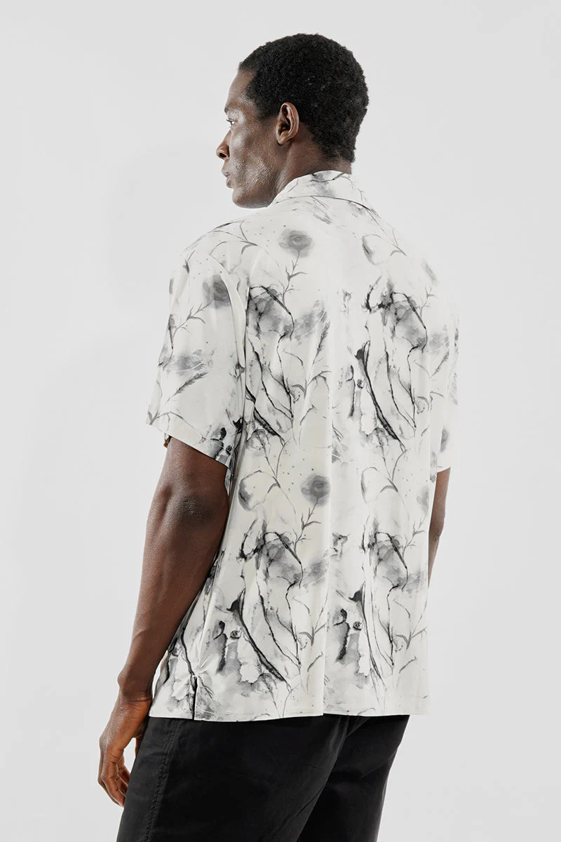 Travel Collection Patterned Button Up Casual Shirt - Beige - Image 3