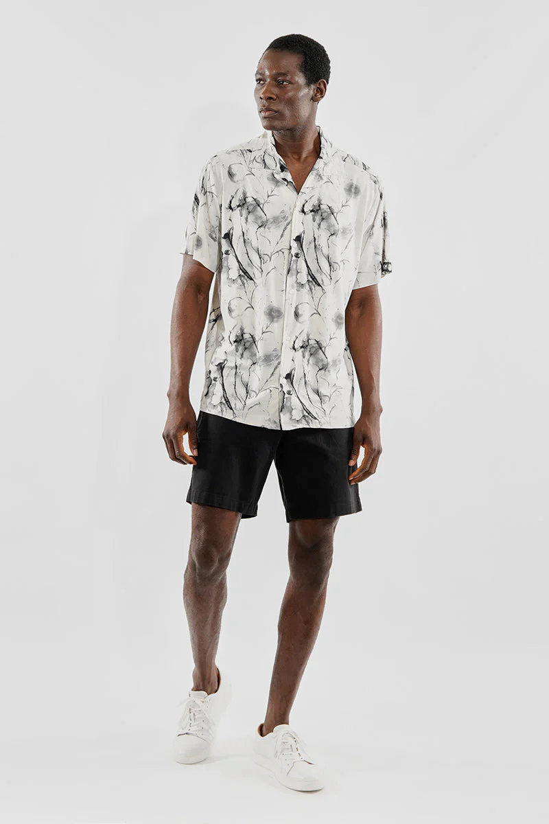 Travel Collection Patterned Button Up Casual Shirt - Beige - Image 5