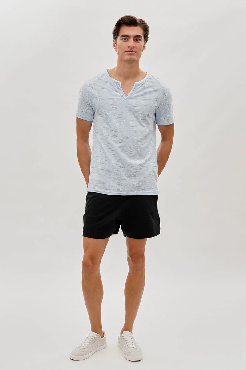Vintage Short Sleeve Henley Tee - Blue - Image 5