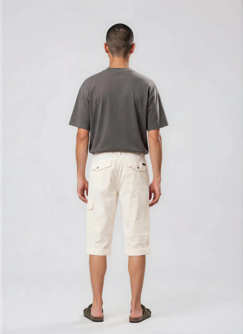 Roll Up Cargo Shorts - White - Image 2