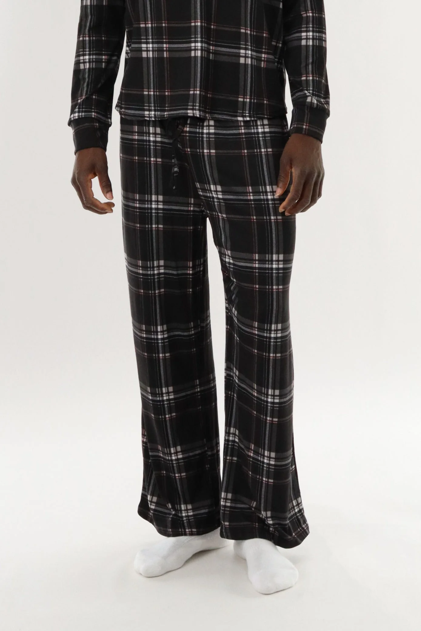 Long Printed Pajama Pants - Black
