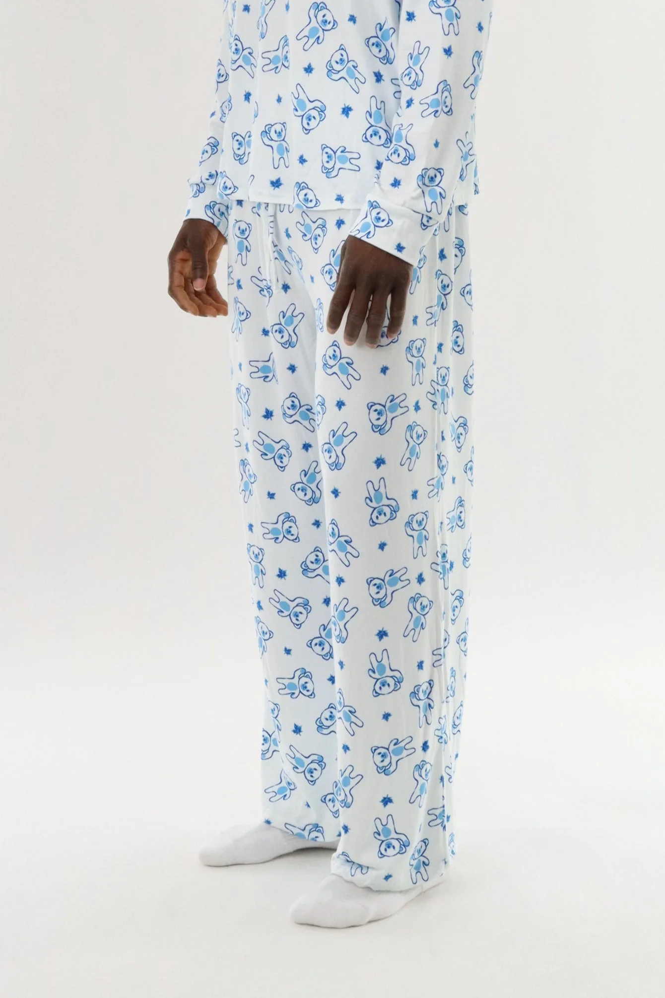 Long Teddy Bear Pajama Pants - White - Image 2