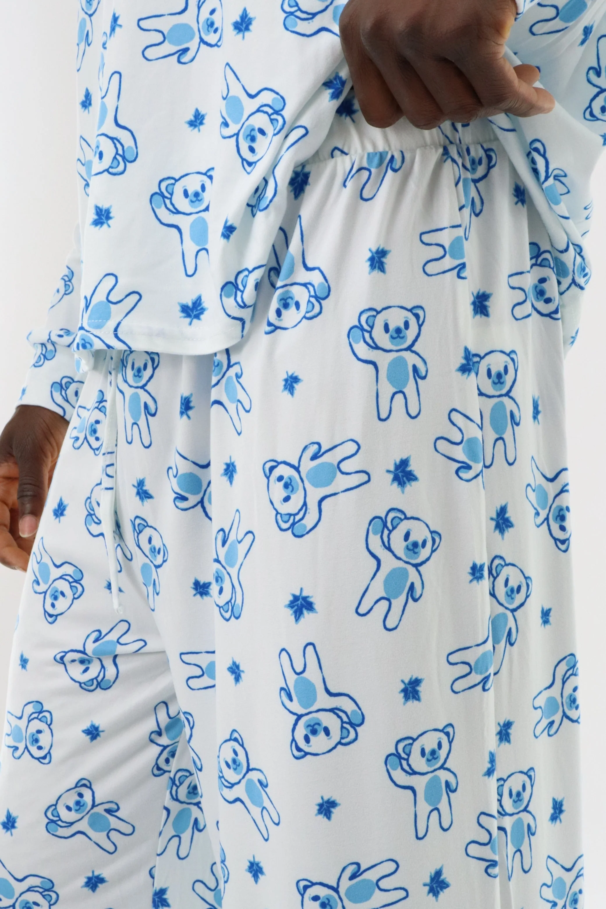 Long Teddy Bear Pajama Pants - White - Image 4