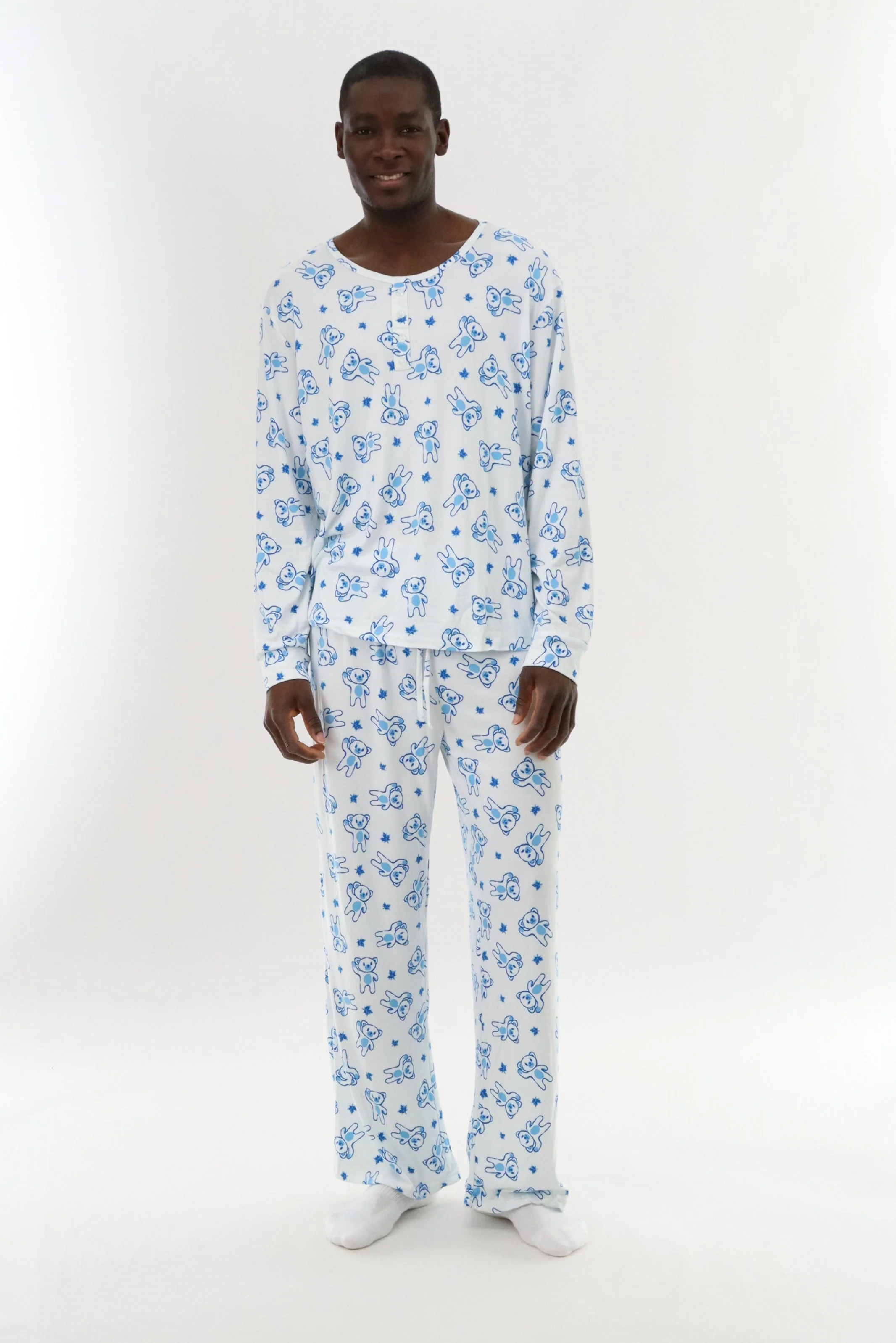 Long Teddy Bear Pajama Pants - White - Image 5
