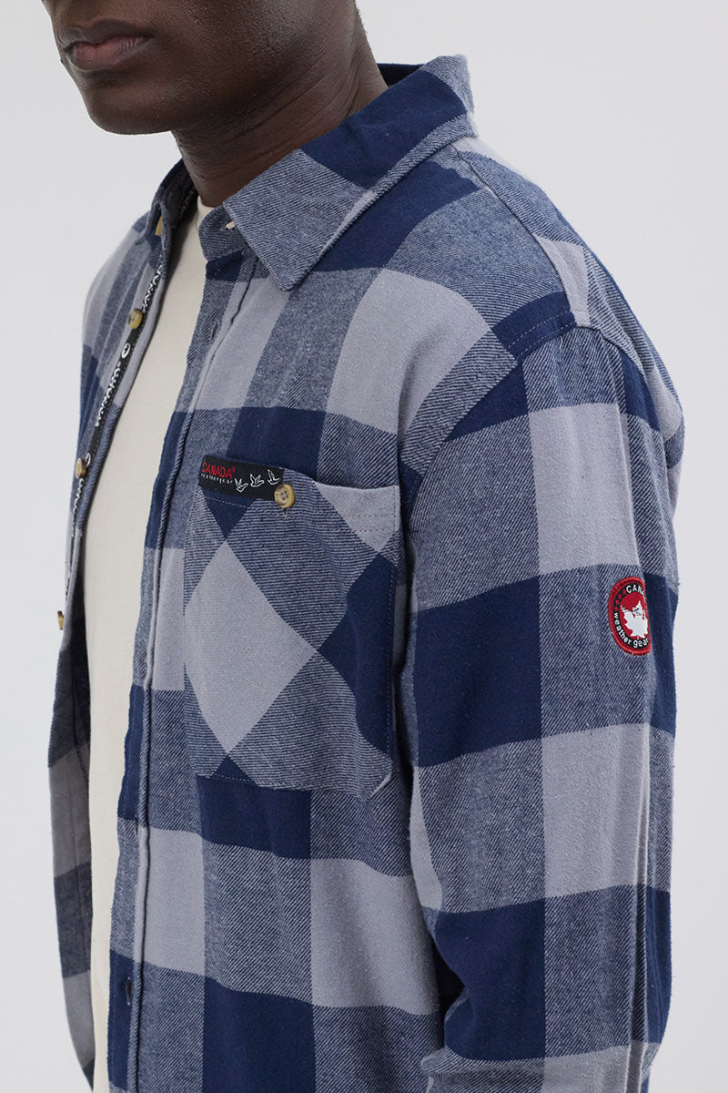 Flannel Button Up Casual Shirt - Navy - Image 4