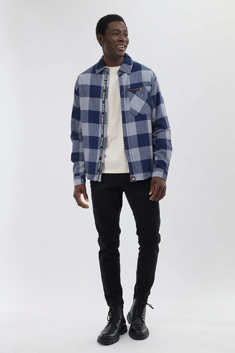 Flannel Button Up Casual Shirt - Navy - Image 5
