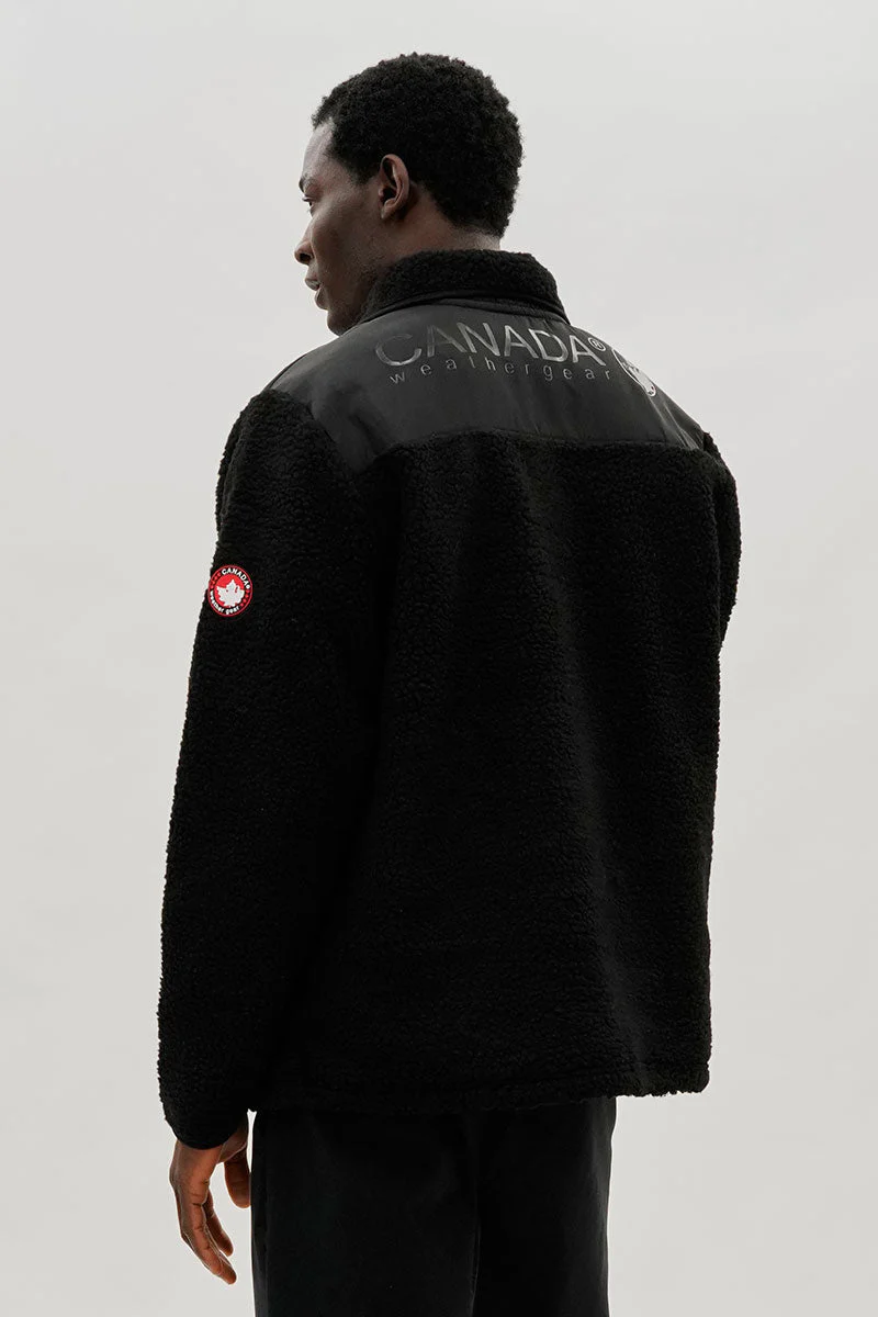 Fleece Sherpa Pullover Sweater - Black - Image 3