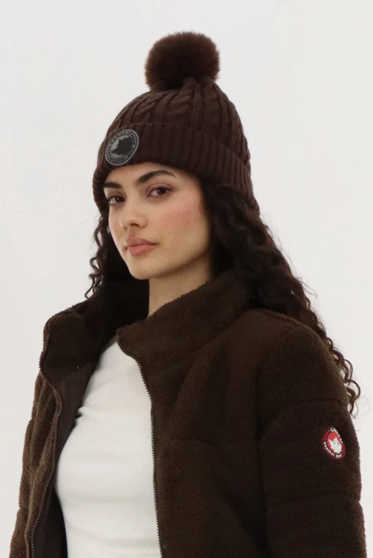 Gloves and Cable Knit Hat - Brown - Image 2