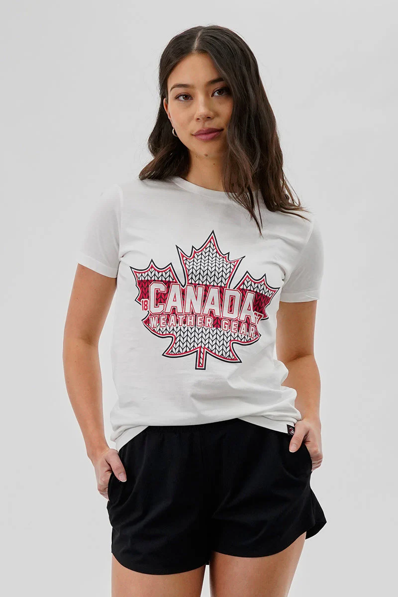 Maple Leaf Print Tee - White