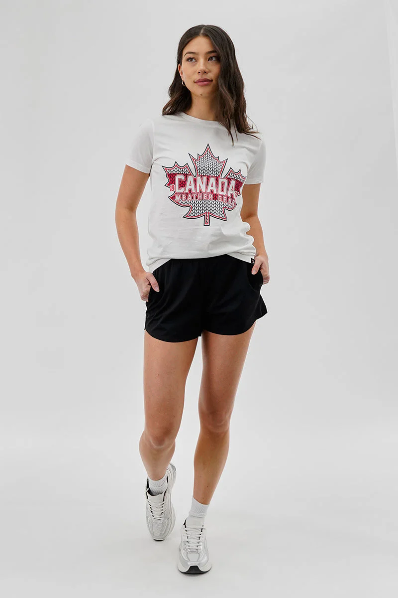 Maple Leaf Print Tee - White - Image 5