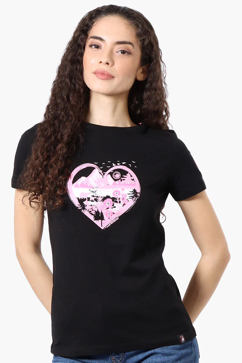 Heart Mountain Print Tee - Black