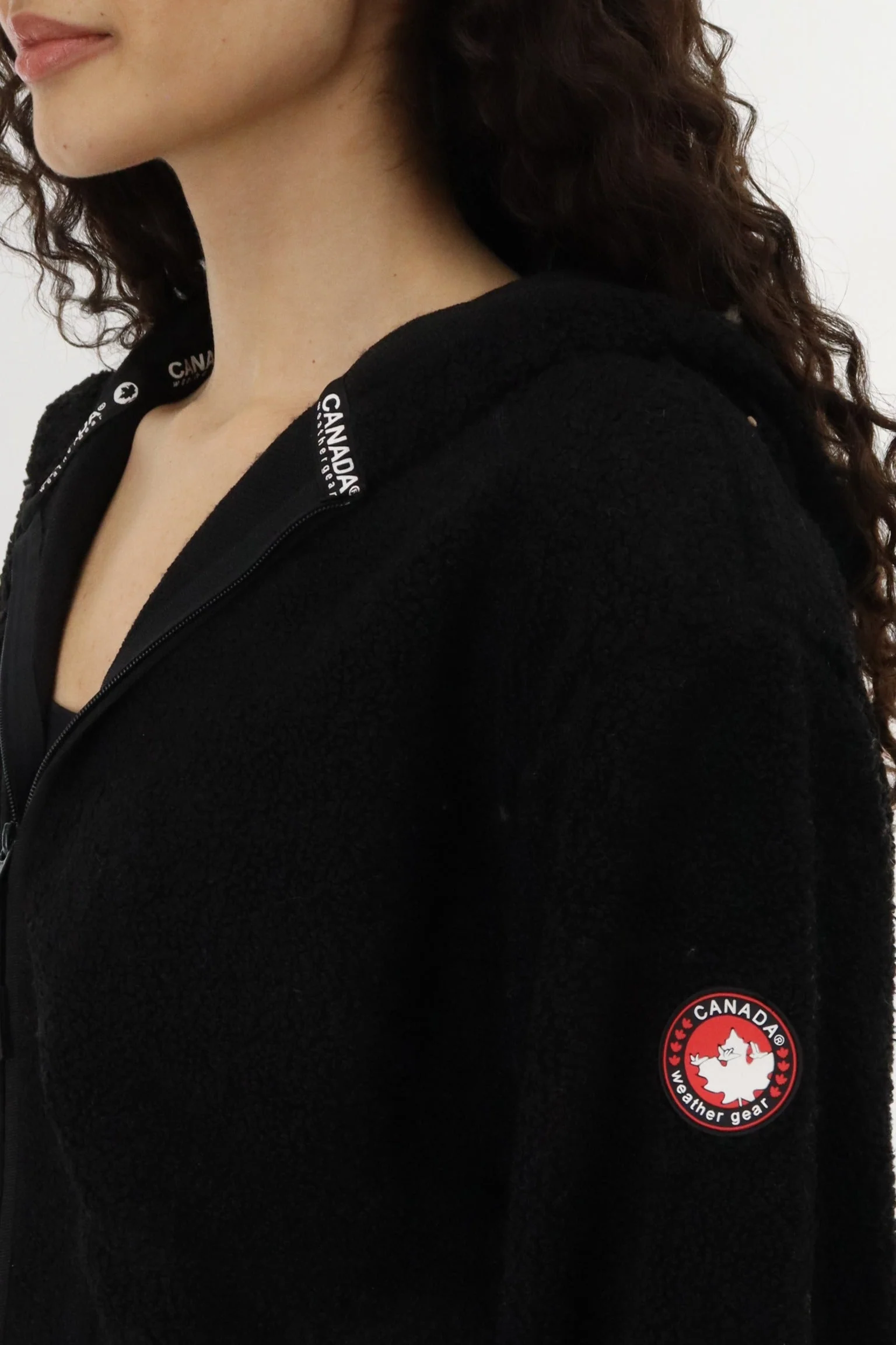Wide Sleeve Zip Up Hoodie - Black - Image 4