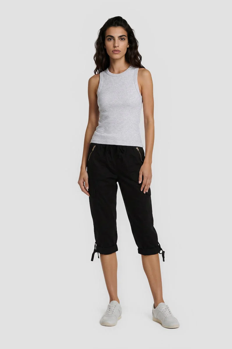 Cotton Zip Capris - Black